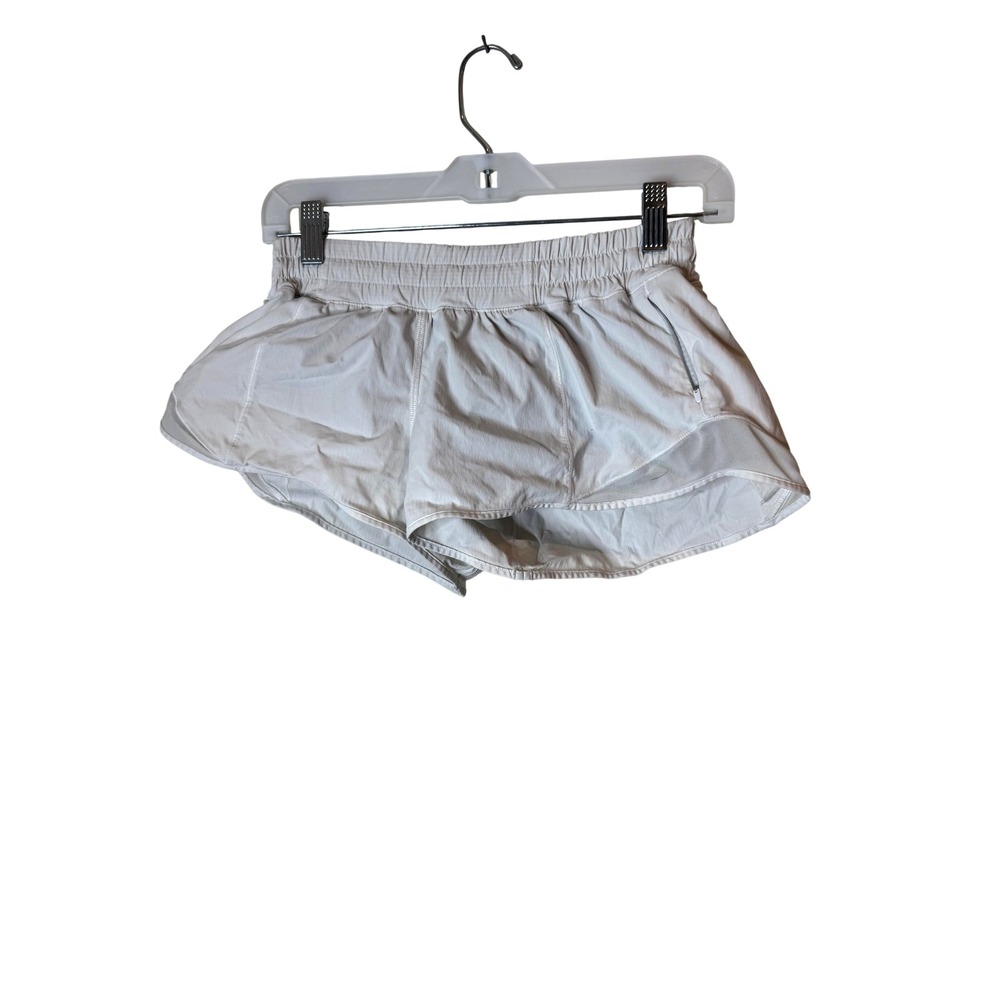 Lululemon Shorts Womens 6 White Lined 2.5" Running Athletic Mesh Panel Zip